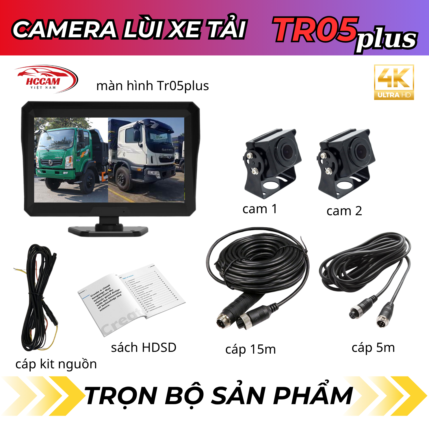 TR05 PLUS - Camera hành trình xe tải 2 mắt rời, ghi hình trước sau, ghi đè vòng lặp thông minh, hỗ trợ vạch kẻ lùi, hỗ trợ hồng ngoại quay đêm... 8